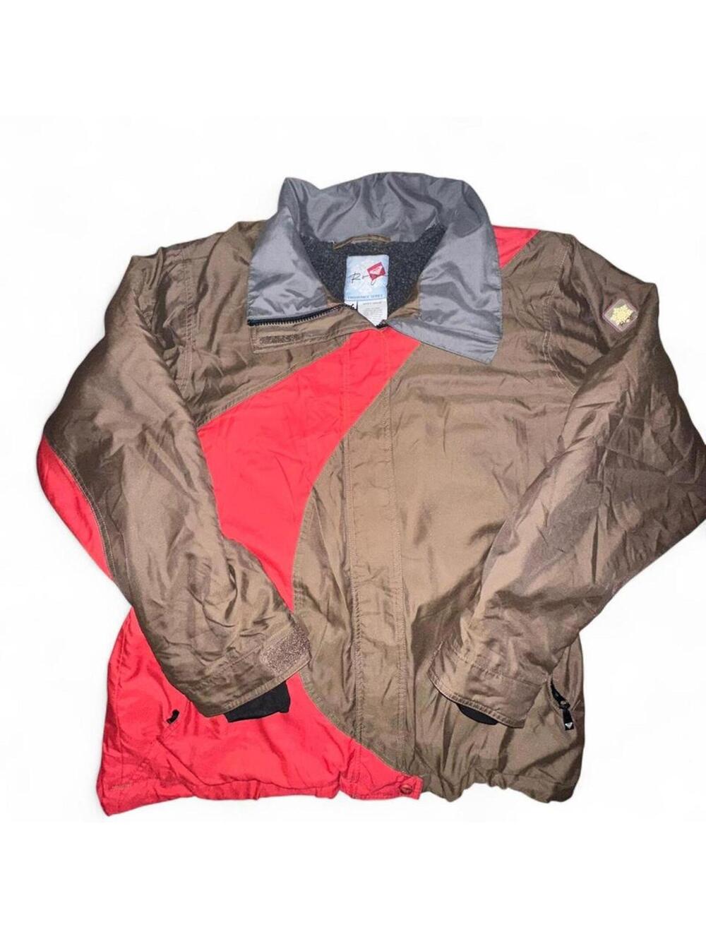Roxy Y2K ski jacket snowboard coat brown red colorblock